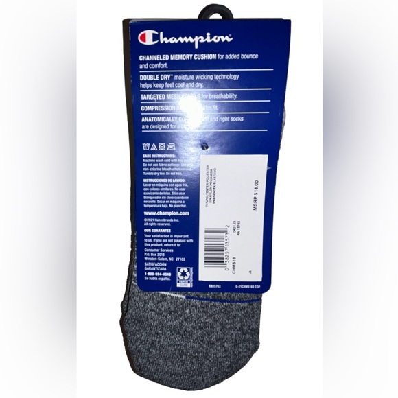 Champion No Show Socks 3 Pair Men's 6-12 White Black Yellow Blue w Logo NEW $18 - Picture 5 of 12